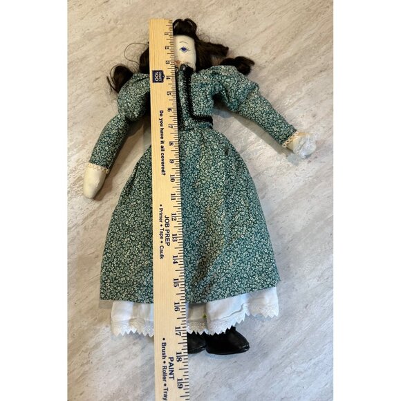 Handmade Vintage Rag Doll In Green Floral Dress & Lace Trim By Cattle Kate Jacks - Picture 4 of 11